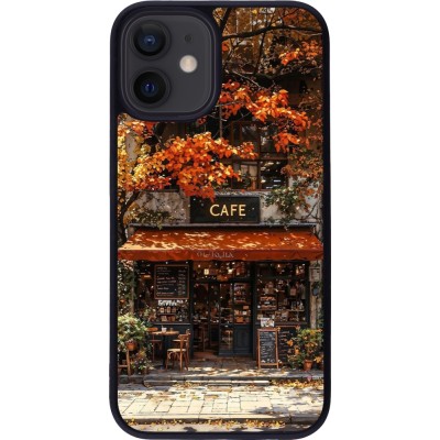 iPhone 12 mini Case Hülle - Silikon schwarz Autumn 25 Coffee shop