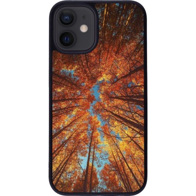 iPhone 12 mini Case Hülle - Silikon schwarz Autumn 25 Trees