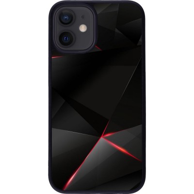 Hülle iPhone 12 mini - Silikon schwarz Black Red Lines