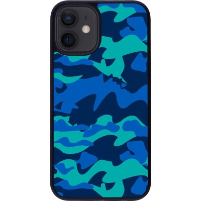 Hülle iPhone 12 mini - Silikon schwarz Camo Blue