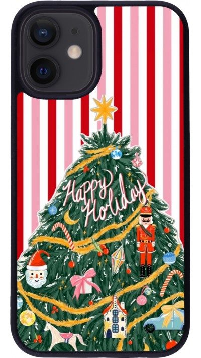 iPhone 12 mini Case Hülle - Silikon schwarz Christmas 25 Happy Holiday
