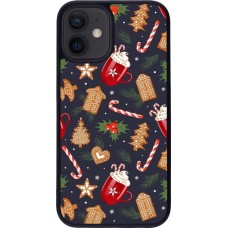 iPhone 12 mini Case Hülle - Silikon schwarz Christmas 25 Pattern Gingerbread House