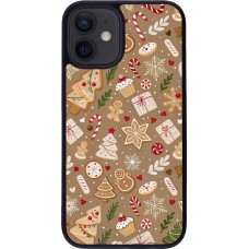 iPhone 12 mini Case Hülle - Silikon schwarz Christmas 25 Pattern Ginger Cookie