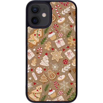 iPhone 12 mini Case Hülle - Silikon schwarz Christmas 25 Pattern Ginger Cookie