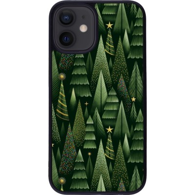 iPhone 12 mini Case Hülle - Silikon schwarz Christmas 25 Pattern Xmas Tree