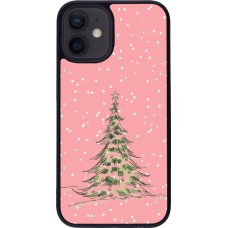 iPhone 12 mini Case Hülle - Silikon schwarz Christmas 25 Pink Tree