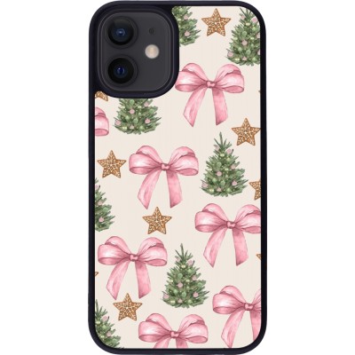 iPhone 12 mini Case Hülle - Silikon schwarz Christmas 25 Vintage Ribbons
