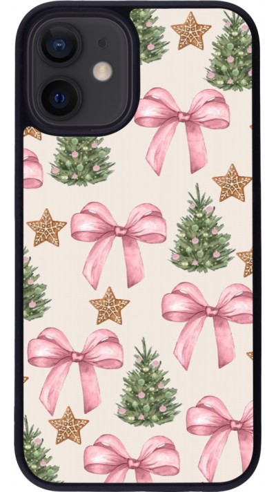 iPhone 12 mini Case Hülle - Silikon schwarz Christmas 25 Vintage Ribbons