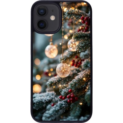 iPhone 12 mini Case Hülle - Silikon schwarz Christmas 25 Xmas Decorated Tree