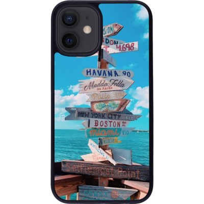 Hülle iPhone 12 mini - Silikon schwarz Cool Cities Directions