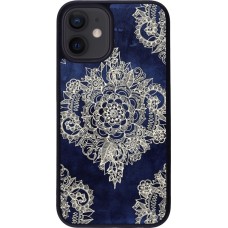 Hülle iPhone 12 mini - Silikon schwarz Cream Flower Moroccan