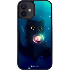 Hülle iPhone 12 mini - Silikon schwarz Cute Cat Bubble