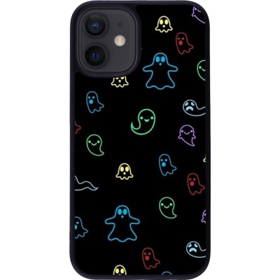 iPhone 12 mini Case Hülle - Silikon schwarz Halloween 2024 colorful ghosts