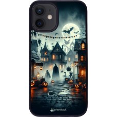 iPhone 12 mini Case Hülle - Silikon schwarz Halloween Spukstadt