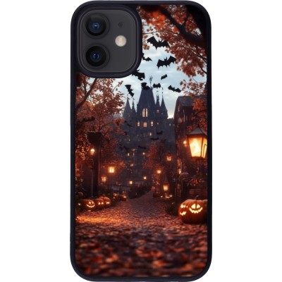 iPhone 12 mini Case Hülle - Silikon schwarz Halloween 2025 Haunted house