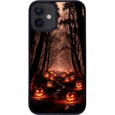 iPhone 12 mini Case Hülle - Silikon schwarz Halloween 2025 Road of Terrifying Pumpkins