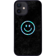iPhone 12 mini Case Hülle - Silikon schwarz Happy smiley irisirt