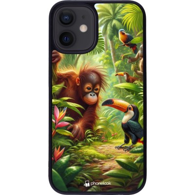 iPhone 12 mini Case Hülle - Silikon schwarz Tropischer Dschungel Tayrona