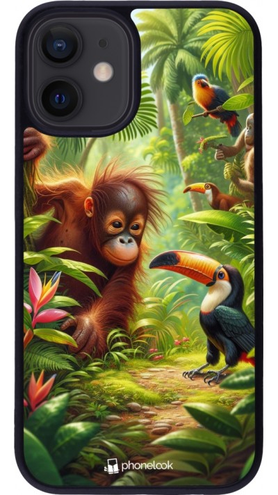 iPhone 12 mini Case Hülle - Silikon schwarz Tropischer Dschungel Tayrona