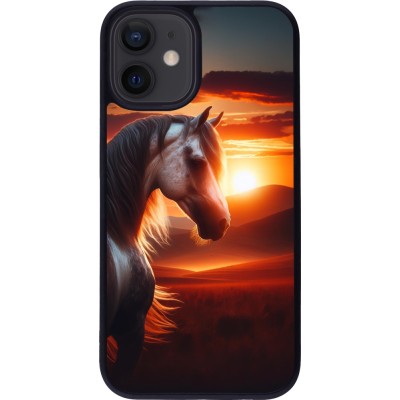 iPhone 12 mini Case Hülle - Silikon schwarz Majestätischer Sonnenuntergang Pferd