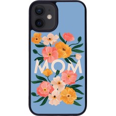Coque iPhone 12 mini - Silicone rigide noir Mom 2026 Flowers