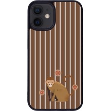 iPhone 12 mini Case Hülle - Silikon schwarz Monkey with stripes