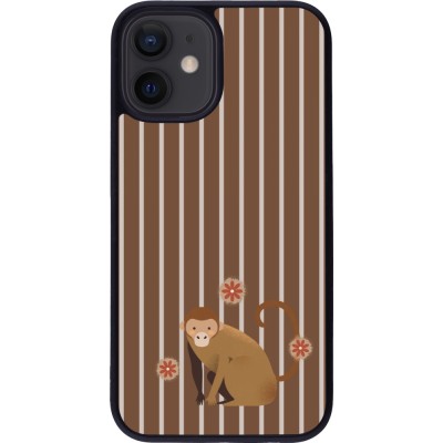 iPhone 12 mini Case Hülle - Silikon schwarz Monkey with stripes