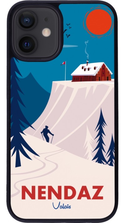 iPhone 12 mini Case Hülle - Silikon schwarz Nendaz Cabane Ski