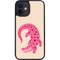 iPhone 12 mini Case Hülle - Silikon schwarz Pink crocodile 2026