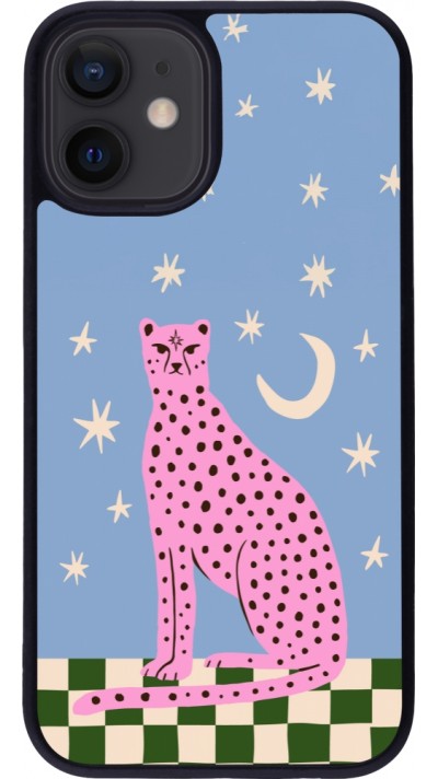 iPhone 12 mini Case Hülle - Silikon schwarz Pink leopard with stars 2026