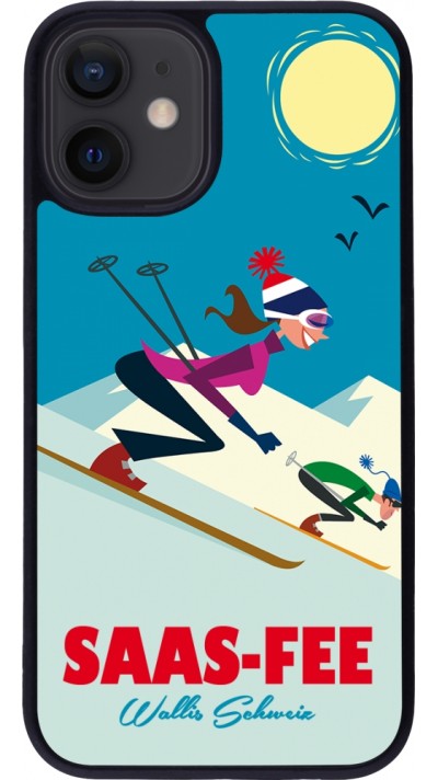 iPhone 12 mini Case Hülle - Silikon schwarz Saas-Fee Ski Downhill
