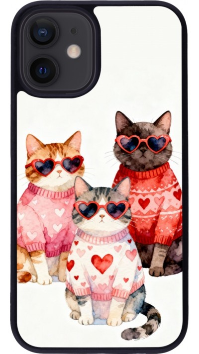 iPhone 12 mini Case Hülle - Silikon schwarz Saint Valentines Day 26 Cat Love