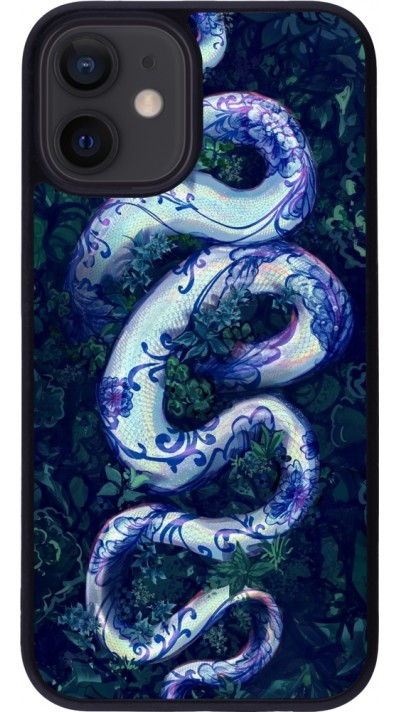 iPhone 12 mini Case Hülle - Silikon schwarz Snake Blue Anaconda