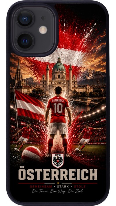 iPhone 12 mini Case Hülle - Silikon schwarz Fussball Österreich splash 2026