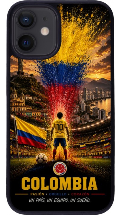 iPhone 12 mini Case Hülle - Silikon schwarz Fussball Kolumbien splash 2026
