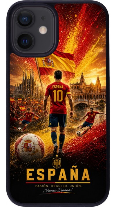 iPhone 12 mini Case Hülle - Silikon schwarz Fussball Espanien splash 2026