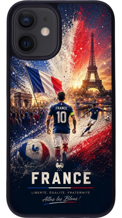 iPhone 12 mini Case Hülle - Silikon schwarz Fussball Frankreich splash 2026