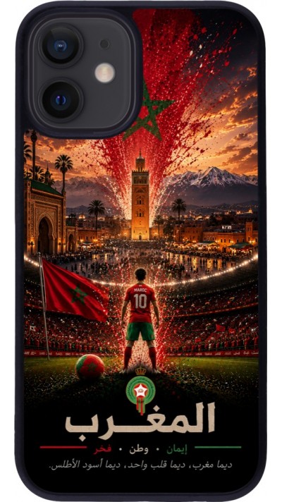 iPhone 12 mini Case Hülle - Silikon schwarz Fussball Marokko splash 2026