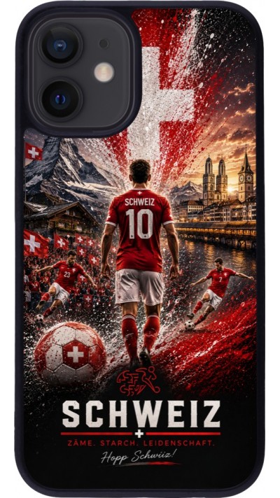 iPhone 12 mini Case Hülle - Silikon schwarz Fussball Schweiz splash 2026