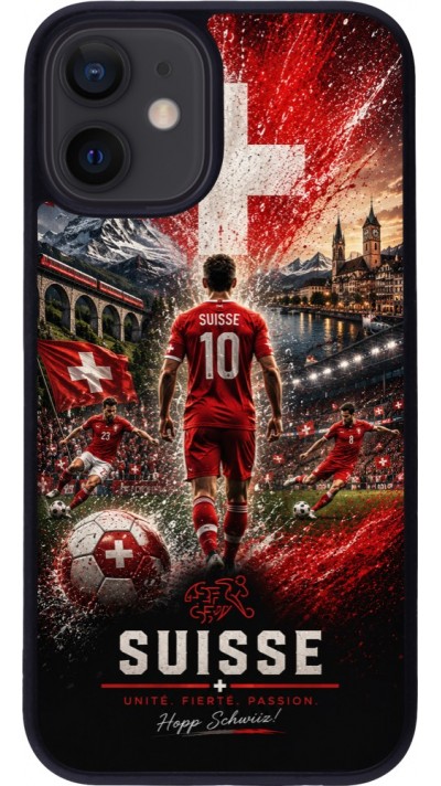iPhone 12 mini Case Hülle - Silikon schwarz Fussball Suisse splash 2026