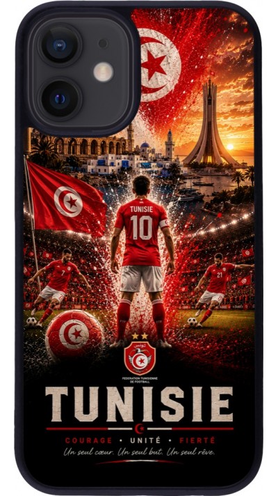 iPhone 12 mini Case Hülle - Silikon schwarz Fussball Tunesien splash 2026