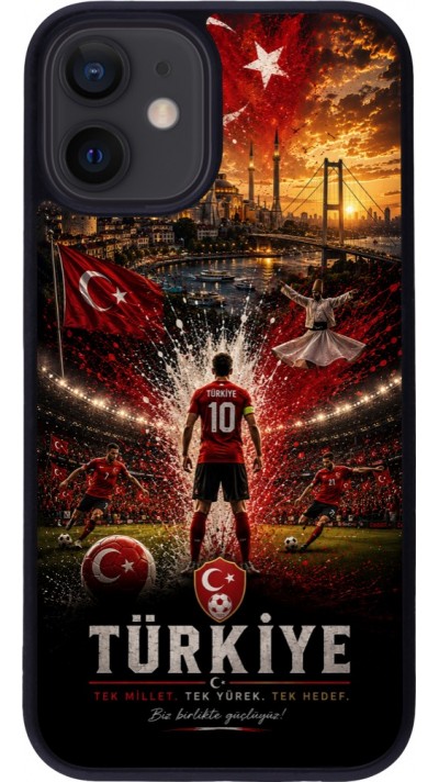 iPhone 12 mini Case Hülle - Silikon schwarz Fussball Türkei splash 2026