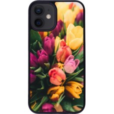iPhone 12 mini Case Hülle - Silikon schwarz Bouquet of tulips Spring 2026