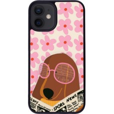 iPhone 12 mini Case Hülle - Silikon schwarz Dog with newspaper Spring 2026