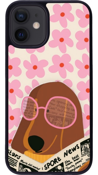 iPhone 12 mini Case Hülle - Silikon schwarz Dog with newspaper Spring 2026