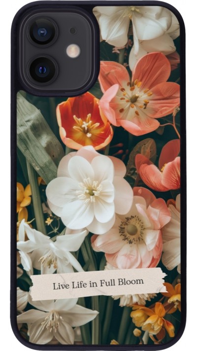 iPhone 12 mini Case Hülle - Silikon schwarz Full Bloom Spring 2026