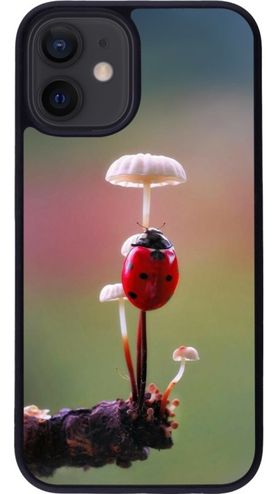 iPhone 12 mini Case Hülle - Silikon schwarz Ladybird on a mushroom Spring 2026