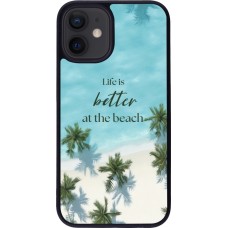 iPhone 12 mini Case Hülle - Silikon schwarz Summer 2025 Life is better at the beach