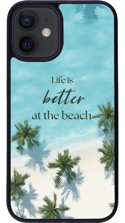 iPhone 12 mini Case Hülle - Silikon schwarz Summer 2025 Life is better at the beach