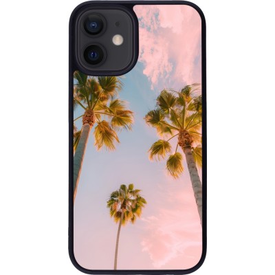 iPhone 12 mini Case Hülle - Silikon schwarz Summer 2025 Palmiers